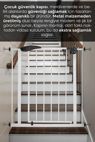 75-95cm Bebek Çocuk Güvenlik Kapısı-75-95cm Arası Kullanıma Uygun Ayarlanabilir Merdiven Korkuluk