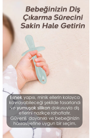 Bebek Silikon Diş Kaşıyıcı Emzik - Bebek Diş Kaşıma Emziği Silikon Dişlik - Şeffaf Yeşil