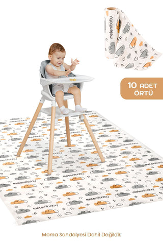 1 Paket 10 Adet Kullan At Çocuk Aktivite Örtüsü - Mama Sandalye Altı Bebek Ek Gıda Örtüsü Alt Açma