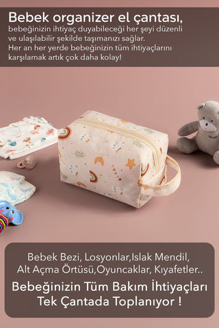 Fermuarlı Bebek Giysi Çamaşır Çantası - Kulplu Temiz Kirli Kıyafet Çantası - Çok Amaçlı Çanta