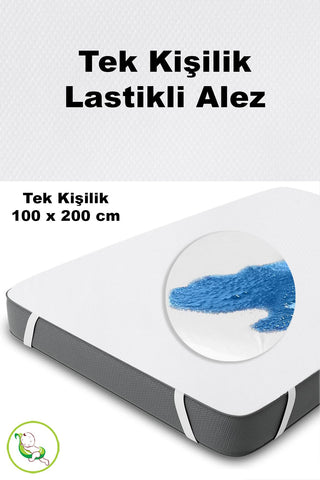 Tek Kişilik Köşe Lastikli Alez - Sıvı Geçirmez Yatak Alezi Bebek Çocuk Yatak Koruyucu 100x200 cm