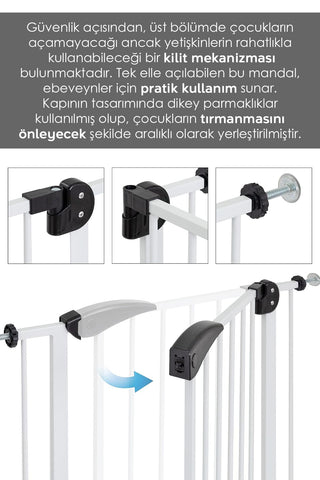 75-95cm Bebek Çocuk Güvenlik Kapısı-75-95cm Arası Kullanıma Uygun Ayarlanabilir Merdiven Korkuluk