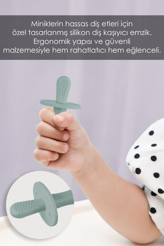Bebek Silikon Diş Kaşıyıcı Emzik - Bebek Diş Kaşıma Emziği Silikon Dişlik Yeşil