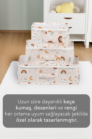 3'lü Fileli Anne Bebek Valiz Bavul Düzenleyici Set - Yenidoğan Hastane Çıkış Çantası Organizer Hurç