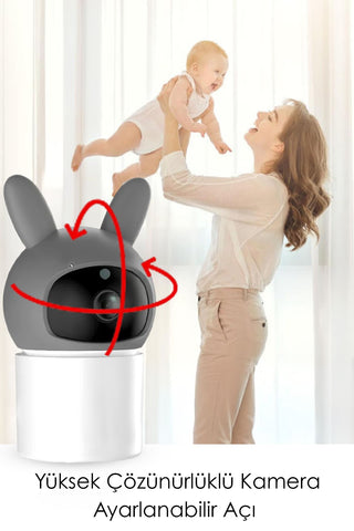 Gece Görüşlü Bebek Kamerası - LCD Ekranlı Hoparlörlü Oda Sıcaklığı Takibi Bebek İzleme Monitörü
