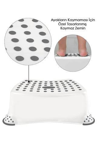 2'li Çocuk Tuvalet Alıştırma Seti - Klozet Adaptörü - Çocuk Banyo Lavabo Basamağı Kaydırmaz Tabure