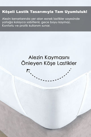 Tek Kişilik Köşe Lastikli Alez - Sıvı Geçirmez Yatak Alezi Bebek Çocuk Yatak Koruyucu 100x200 cm