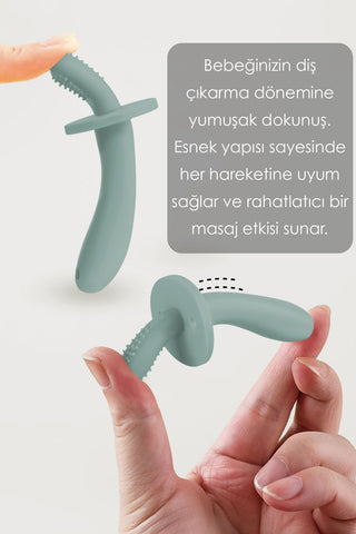 2'li Bebek Diş Kaşıyıcı Seti - Silikon Diş Kaşıma Emziği, Kaktüs Silikon Diş Kaşıyıcı - Yeşil