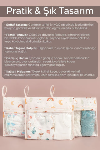 4'lü Yeni Doğan Hastane Organizer Set - Bebek Alt Bakım Çantası - Fermuarlı Şeffaf Valiz Düzenleyici