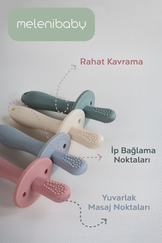 3'lü Silikon Diş Kaşıyıcı Set - Kaktüs Zürafa Figürlü Diş Kaşıyıcı Bebek Diş Kaşıma Emziği Gri