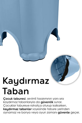 2'li Set - Portatif Katlanabilir Çocuk Klozet Adaptörü - Kaydırmaz Taban Çocuk Taburesi - Mavi