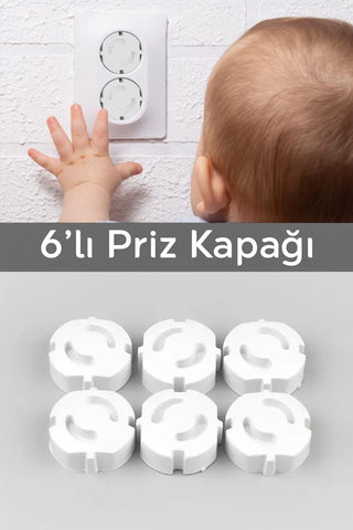 6 Adet Bebek Çocuk Güvenlik Priz Kapağı - Priz Koruyucu Kapak Priz Kapatıcı Emniyet Koruma Kapağı