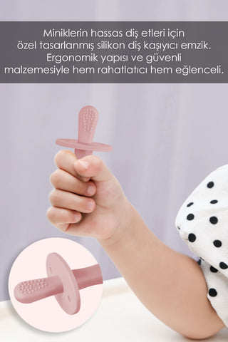 Bebek Silikon Diş Kaşıyıcı Emzik - Bebek Diş Kaşıma Emziği Silikon Dişlik Pembe
