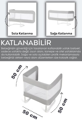 150 Cm Bebek Yatak Bariyeri - Katlanır Güvenlik Bariyeri Çift Kişilik Alez Yatak Koruma