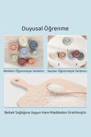 7'li Silikon Eğitici Aktivite Oyuncağı - Silikon Aktivite Oyun Kulesi