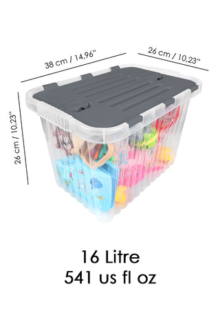 3'lü Set - Kilitli Kapak Oyuncak Kutusu - Bebek Çocuk Odası Düzenleyici Organizer - 16 Lt Antrasit