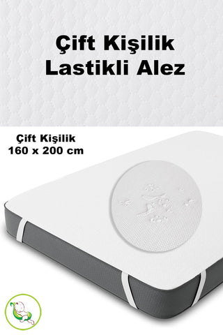 Çift Kişilik Köşe Lastikli Alez - Sıvı Geçirmez Yatak Alezi Bebek Çocuk Yatak Koruyucu 160x200cm