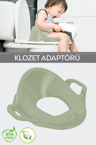 Çocuk Kulplu Klozet Kapağı Adaptörü – Unisex Tuvalet Eğitimi Alıştırma Oturağı Yeşil