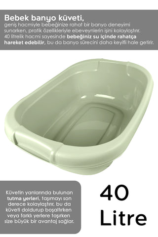 Bebek Banyo Küveti - Yenidoğan Yıkama Küveti 40 Lt - Yeşil